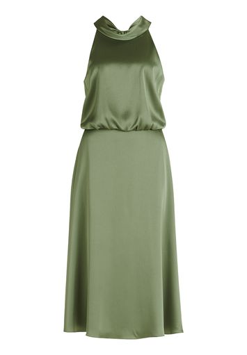 Groene glanzende jurk met halternek Vera Mont