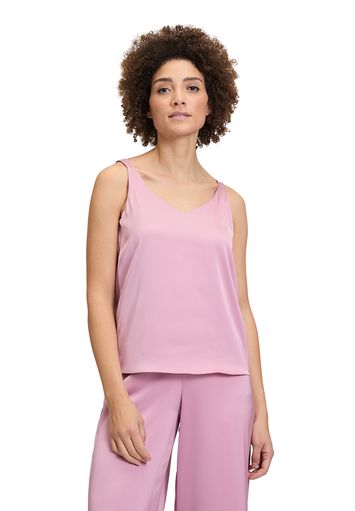 Oudroze glanzende top met V-hals Vera Mont