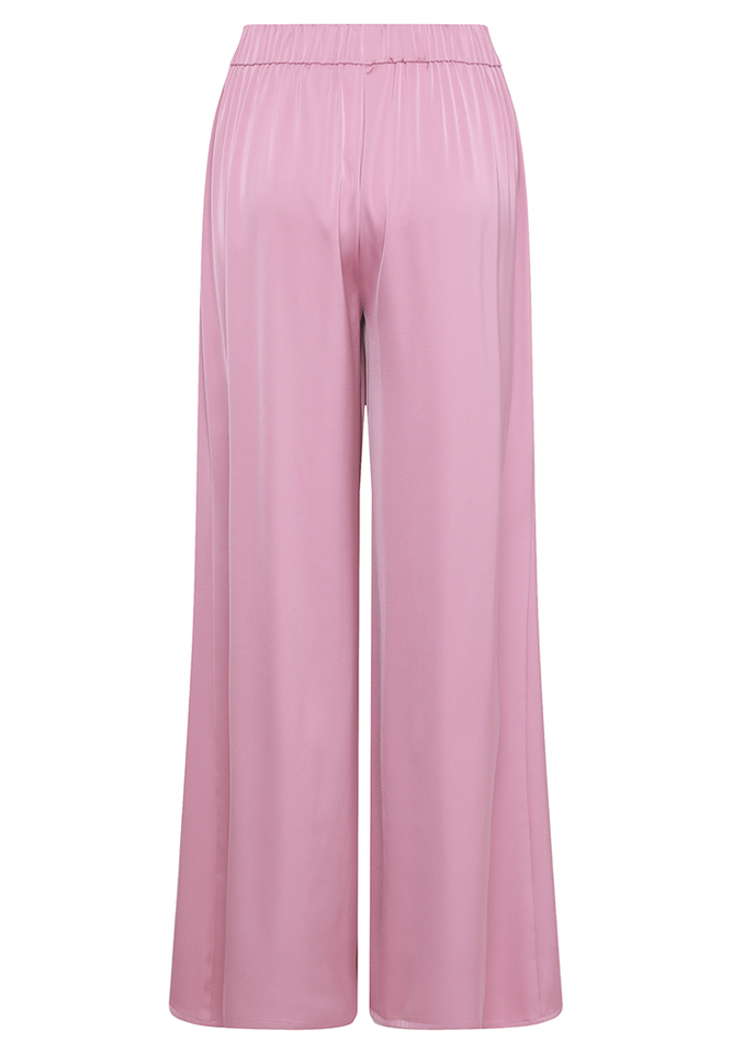 Oudroze glanzende losvallende broek Vera Mont