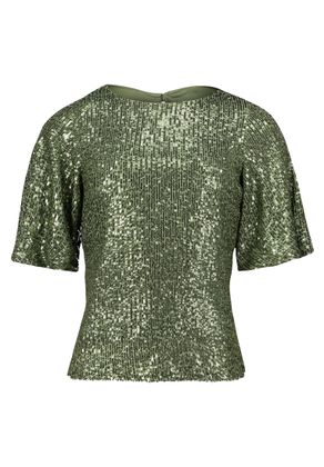 Vera Mont Groene t-shirt in pailletten met korte mouwen en ronde hals