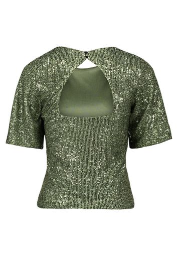 Groene t-shirt in pailletten met korte mouwen en ronde hals Vera Mont