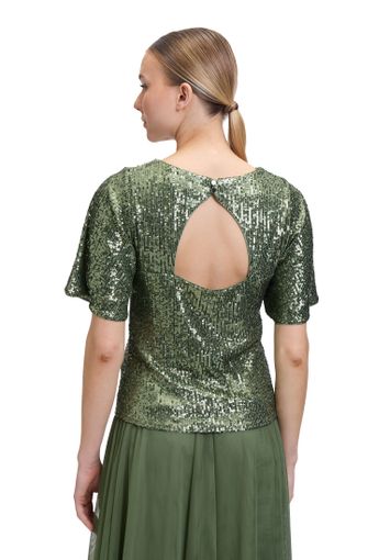 Groene t-shirt in pailletten met korte mouwen en ronde hals Vera Mont