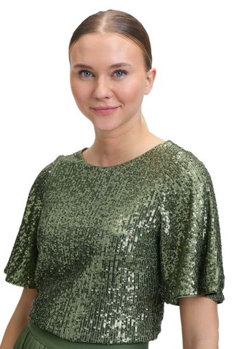 Groene t-shirt in pailletten met korte mouwen en ronde hals Vera Mont