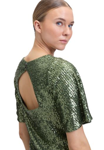 Groene t-shirt in pailletten met korte mouwen en ronde hals Vera Mont