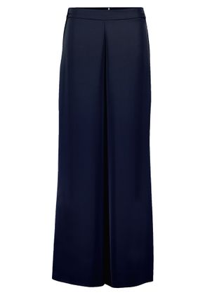 Vera Mont Donkerblauwe glanzende losvallende broek