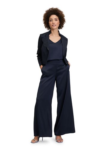 Donkerblauwe glanzende losvallende broek Vera Mont