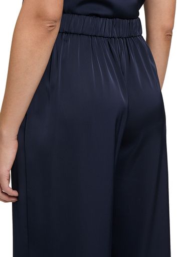 Donkerblauwe glanzende losvallende broek Vera Mont