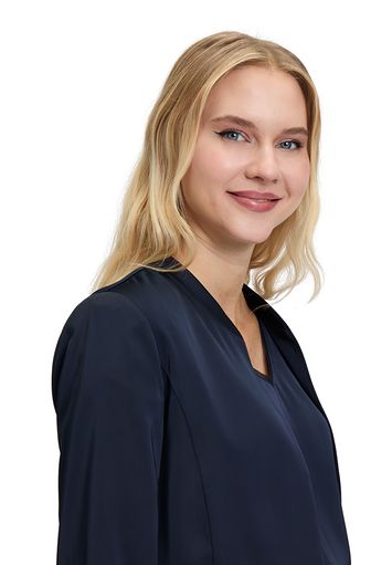 Donkerblauw glanzend vestje Vera Mont