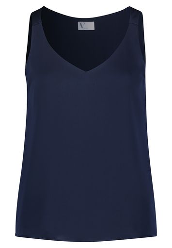 Donkerblauwe glanzende top met V-hals Vera Mont
