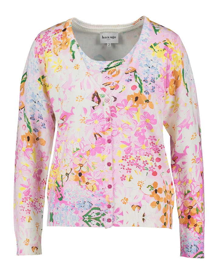 Multicolor twinsetje in bloemenprint Det Leo & Ugo