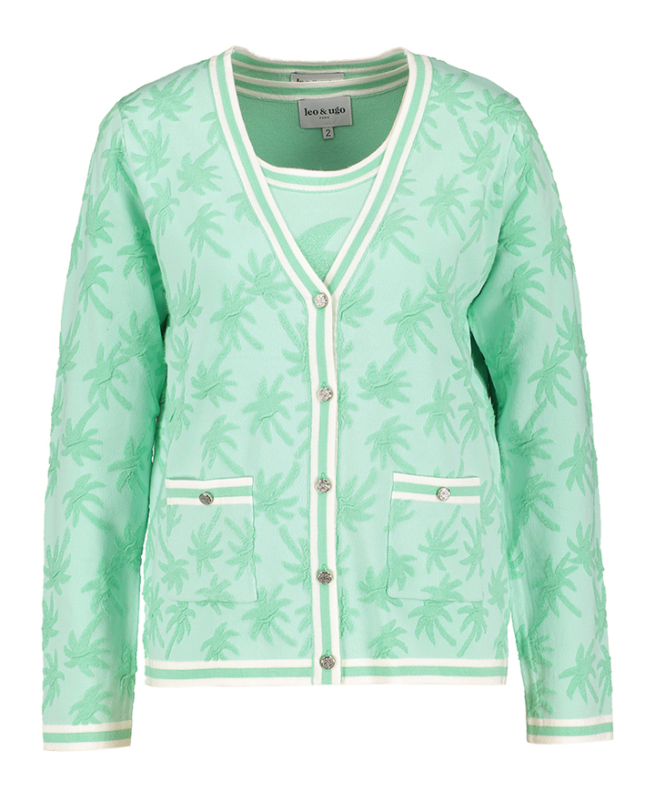 Groene cardigan en top in 2-delig set Leo & Ugo 
