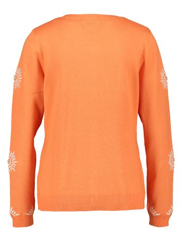 Oranje twinsetje met witte print en kralen Aet Leo & Ugo