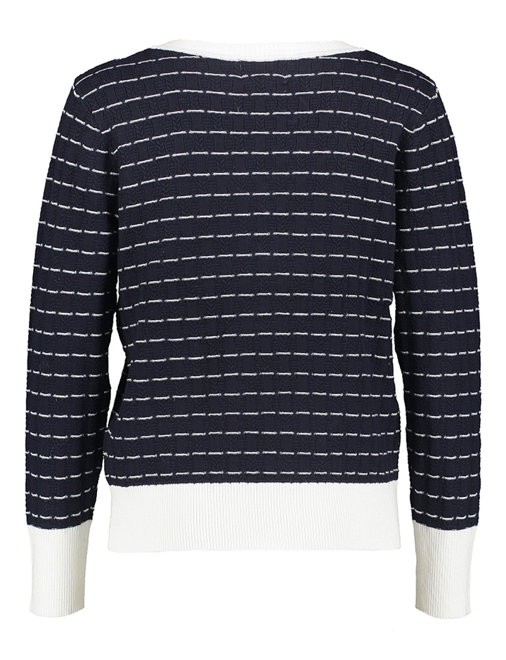 Blauw wit gestreepte pull met kabel Leo & Ugo