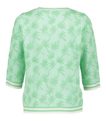 Muntgroene pull met driekwart mouwen in print met V-hals Ae Leo & Ugo