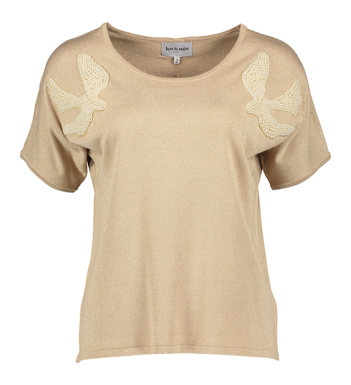Gouden trui met witte parels Leo & Ugo 