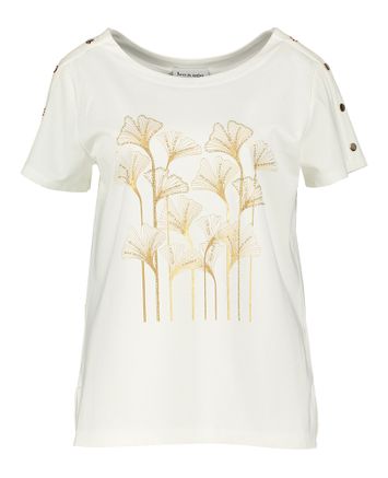 Ecru t-shirt met ronde hals en goudkleurige opdruk Tej Leo & Ugo