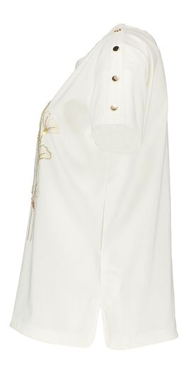 Ecru t-shirt met ronde hals en goudkleurige opdruk Tej Leo & Ugo