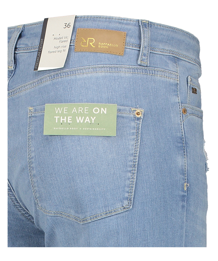 Lichtblauwe flared fit jeans met hoge taille Vic Flaired Raffaello