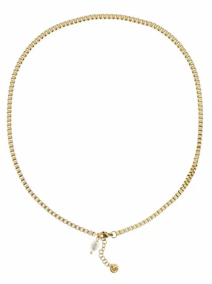 Vergulde ketting met blokschakel Ellen Beekmans 