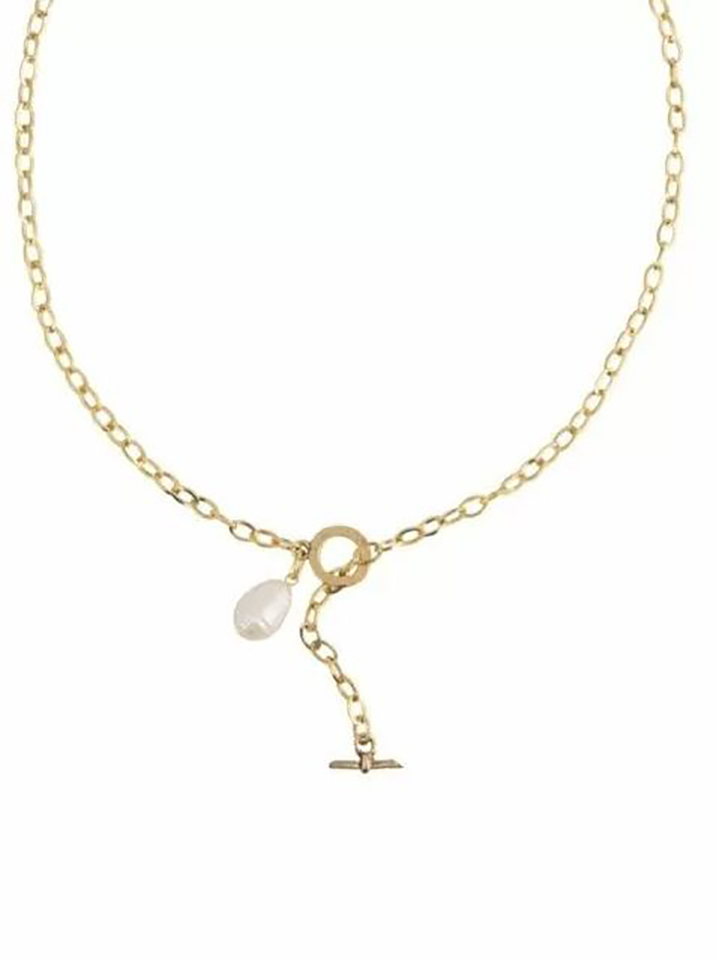 Ketting met ovale schakel en parel Ellen Beekmans