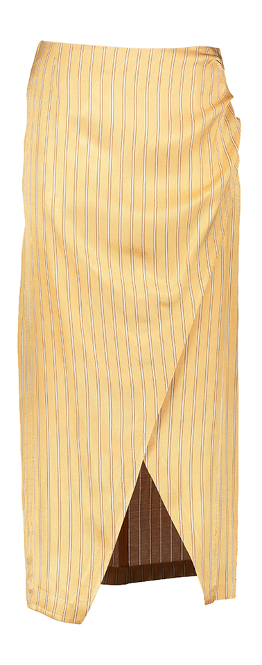 Gele gestreepte rok met split vooraan March 23
