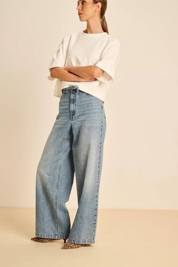 Washed denim blauwe wide fit jeansbroek Javari March 23