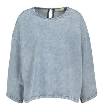 Blauwe bloes met wijde mouw in jeans look Mapimi March 23