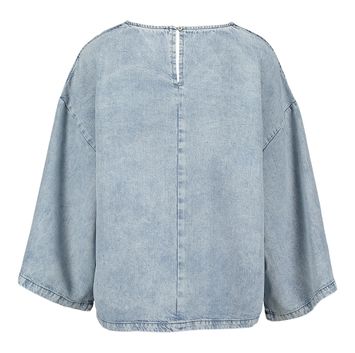 Blauwe bloes met wijde mouw in jeans look Mapimi March 23