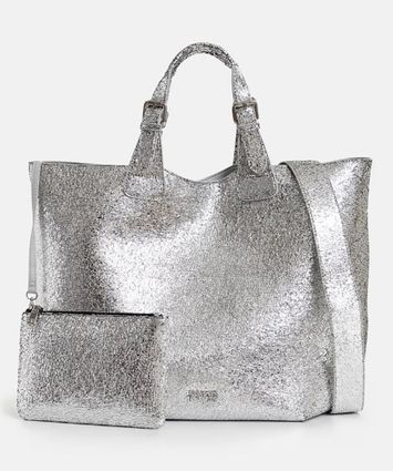 Metallic zilveren shopper Hurry Essentiel