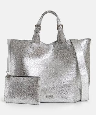 Essentiel Metallic zilveren shopper Hurry