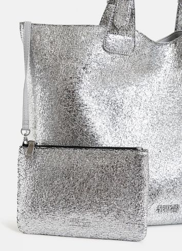 Metallic zilveren shopper Hurry Essentiel