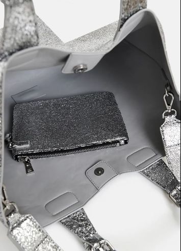 Metallic zilveren shopper Hurry Essentiel