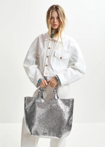 Metallic zilveren shopper Hurry Essentiel
