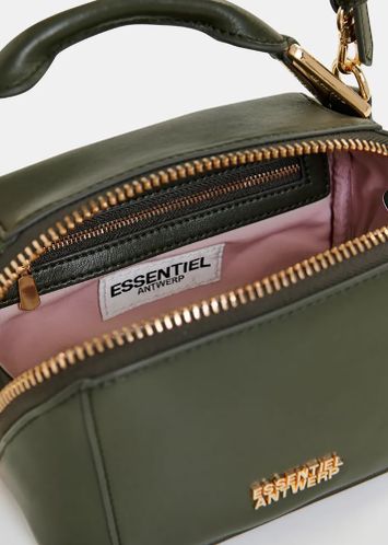 Donkergroen leren tasje Hini Essentiel