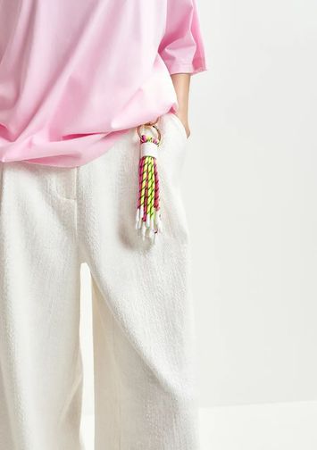 Sleutelhanger met roze en gele kwast Hunfair Essentiel