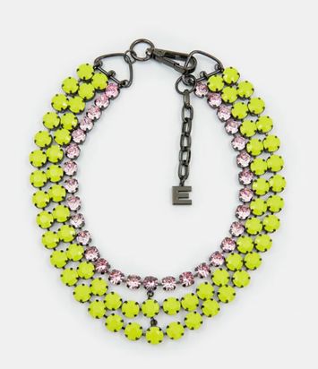 Groene en roze halsketting met gelaagde stras Hardians Essentiel 