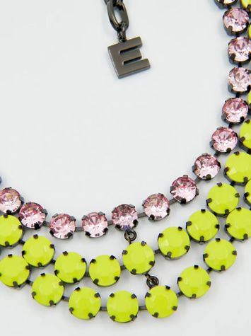 Groene en roze halsketting met gelaagde stras Hardians Essentiel 