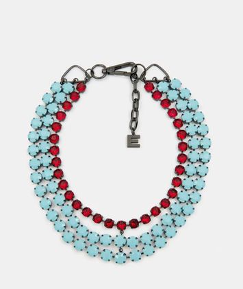 Blauwe en rode halsketting met gelaagde stras Hardians Essentiel