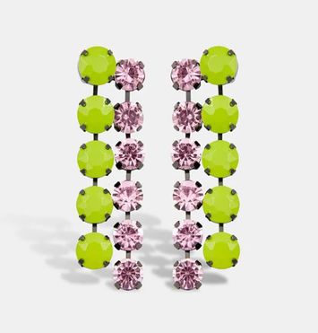 Groene en roze oorbellen met stras Halaxy Essentiel