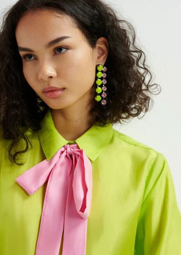 Groene en roze oorbellen met stras Halaxy Essentiel