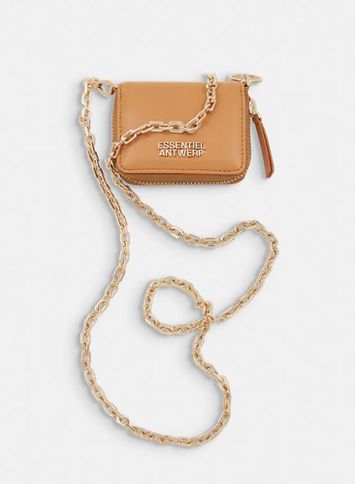 Bruine portefeuille met verwijderbare ketting Holder Essentiel