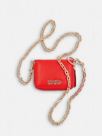 Rode portefeuille met verwijderbare ketting Holder Essentiel