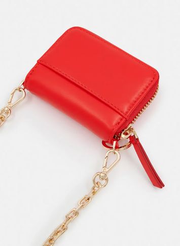 Rode portefeuille met verwijderbare ketting Holder Essentiel