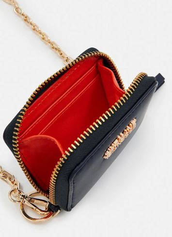 Donkerblauwe portefeuille met verwijderbare ketting Holder Essentiel
