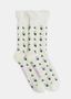 Gebroken witte sokken in bloemenjacquard met volant Hafter Essentiel