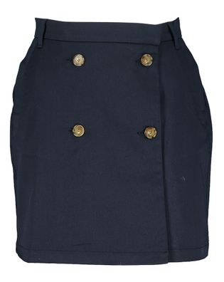 Indee Donkerblauwe korte rok met bruine knopen Sunday