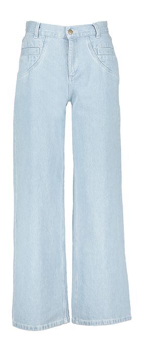 Lichtblauwe straight fit jeans met streep op achterbeen Song Indee