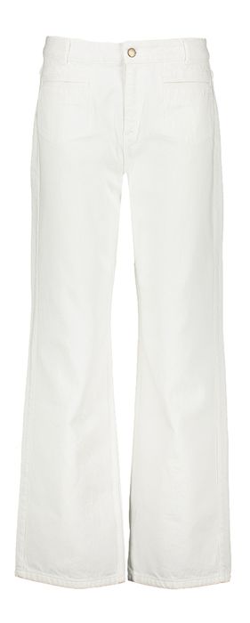 Witte straight fit jeans met hoge taille en opgestikte zakken Smile Indee