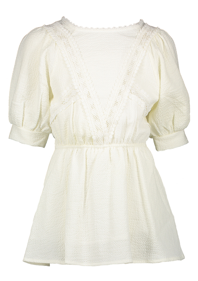 Ecru jurk met broderie en open onderrug Stream Indee