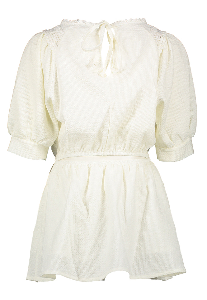 Ecru jurk met broderie en open onderrug Stream Indee